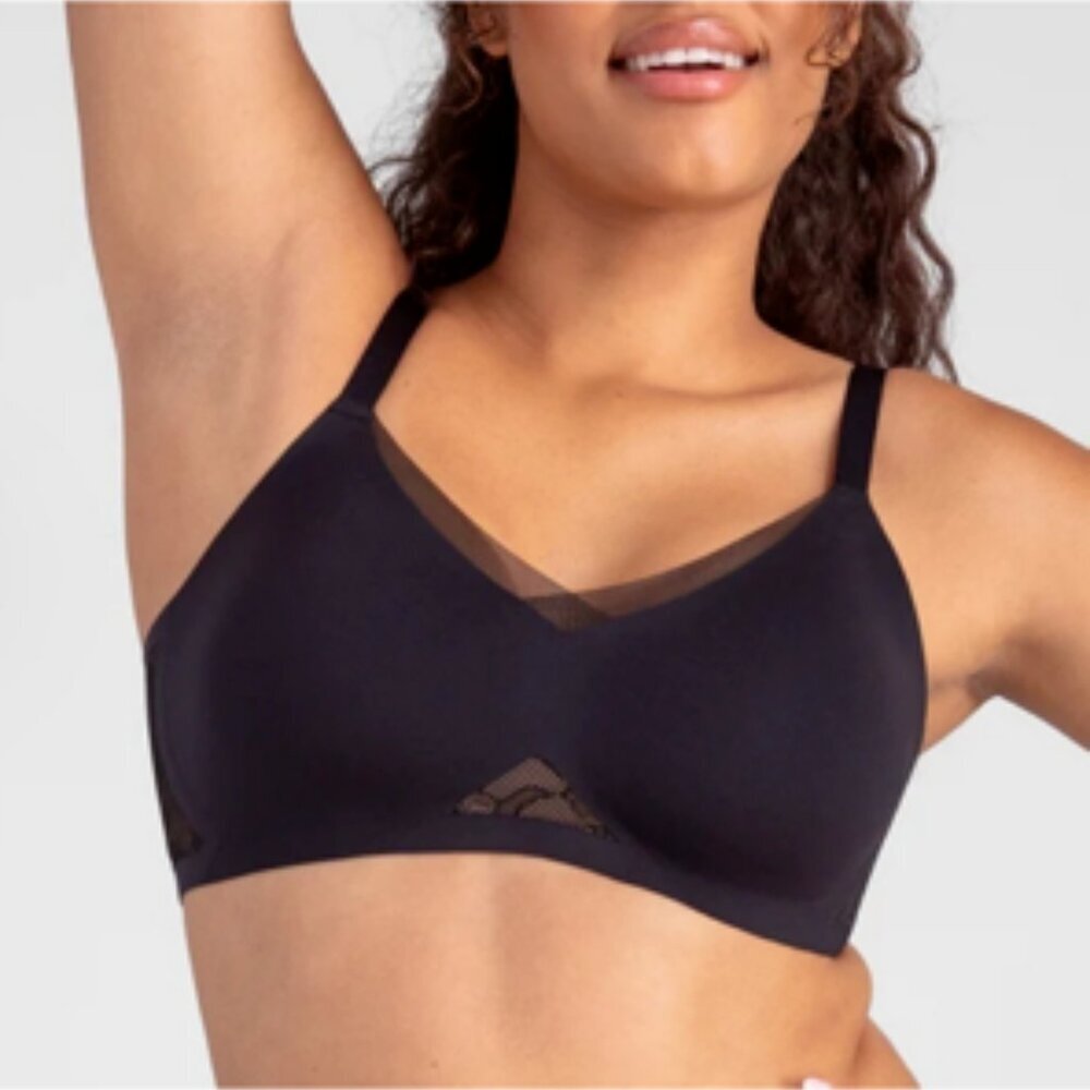 Honeylove Crossover Lace Bra Wireless Comfort Support Black Lace Runway 2X - Picture 6 of 6